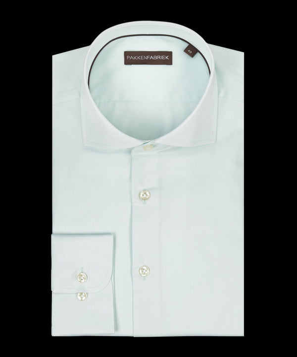 Twill lime overhemd met wide spread kraag